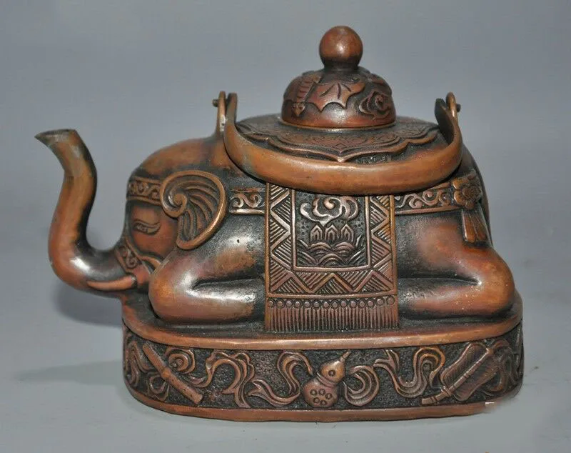 

Свадебное украшение, статуя 5 дюймов Китайский Фэншуй Бронзовая летучая мышь восемь сокровищ, слон, винный чайник, Флагон