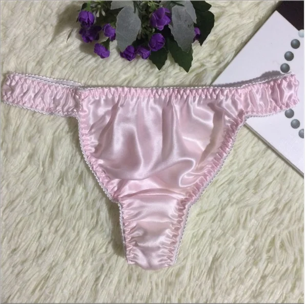 pink Женские атласные трусики, стринги, сексуальные трусы, шелк, стринги, женское нижнее белье, трусики для девушек, женские трусики, стринги - Цвет: pink