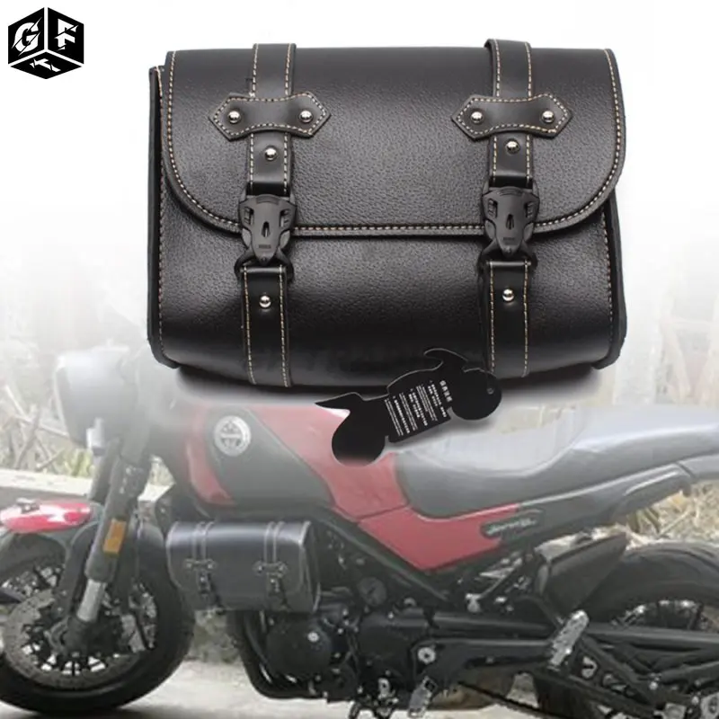 

Black Motorcycle PU Leather Vintage Tool Bag Luggage Motorbike Saddle Bag Pannier For Harley Sportster XL883 1200 Honda Suzuki