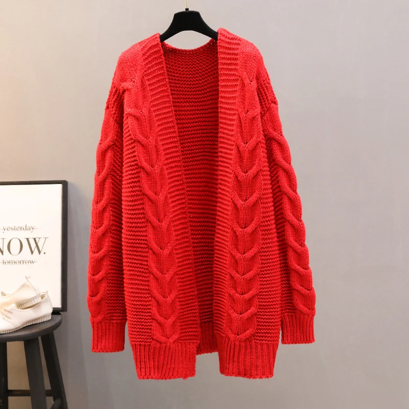 Толстый длинный кардиган свитер ручной работы сплетенный шаль супер толстый