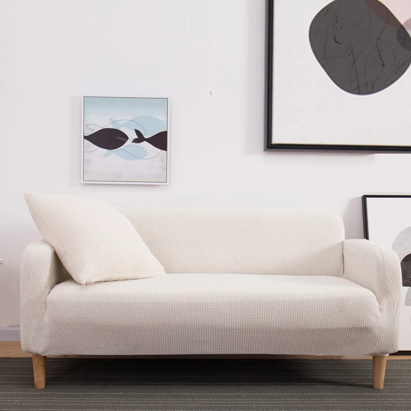 

Solid Color Knitted Thickened Two and Three Seats Sofa Covers Extendable Non-slip Slipcover for Sofa Seat Protective Cover Cape