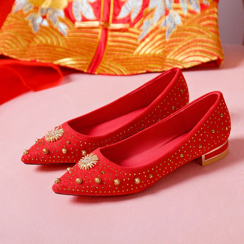 

Diamond red wedding shoes women 2020 spring and summer new Shoes Sexy pointed shallow mouth banquet high heeled shoes