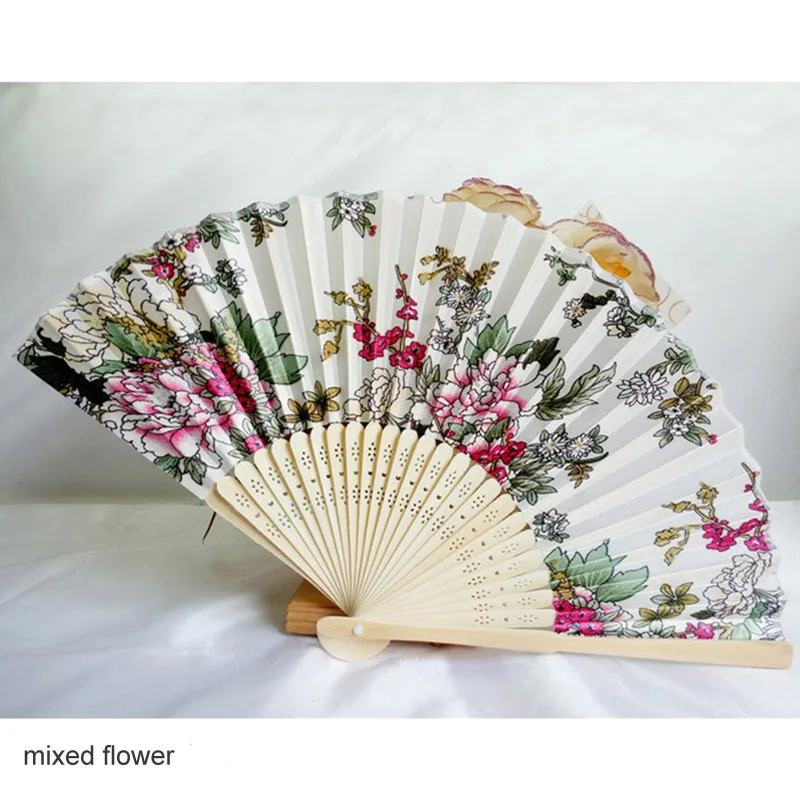 mixed flower Японский стиль китайский бамбуковый вентилятор складной ручной вентилятор классический античный Свадебные цветы цветочный танцевальный праздничный Декор - Цвет: mixed flower