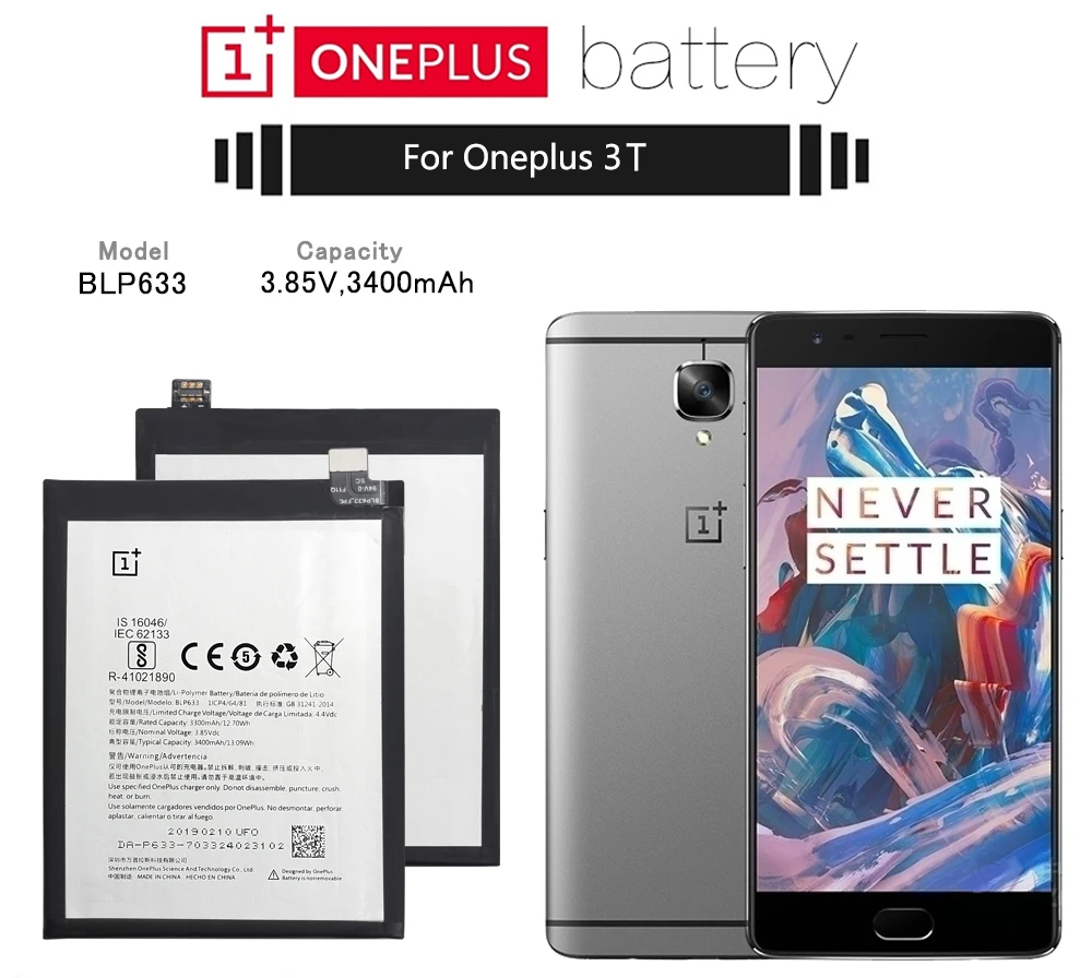 ONE PLUS аккумулятор для телефона BLP633 для OnePlus 1+ 3T 3 5T 2 1 BLP571 BLP597 BLP613 BLP637 Сменные Аккумуляторы Бесплатные инструменты