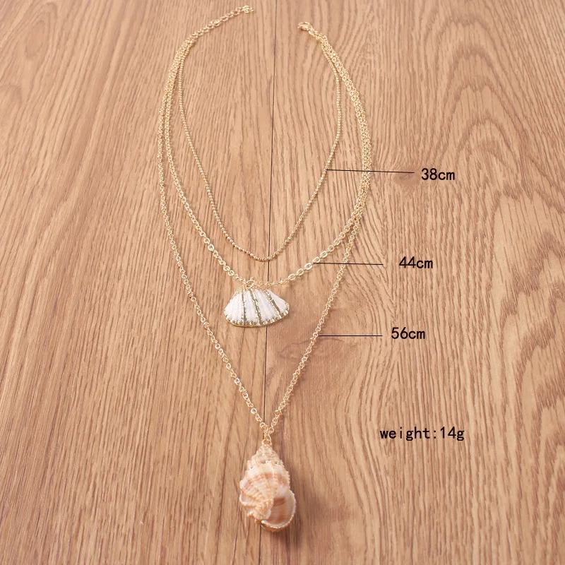 2 Pcs/Set Retro Women Necklaces Natural Shell Conch Pendant Gold Long Necklace Set Glamour Female Summer Beach Party Jewelry | Украшения и