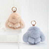 real rabbit fur bag charm for women purse car key chains fashion ornament luxury accessories for handbags