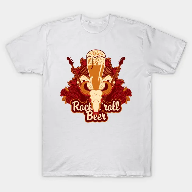 Men t-shirt Rock n Roll Beer tshirt Women t shirt | Мужская одежда