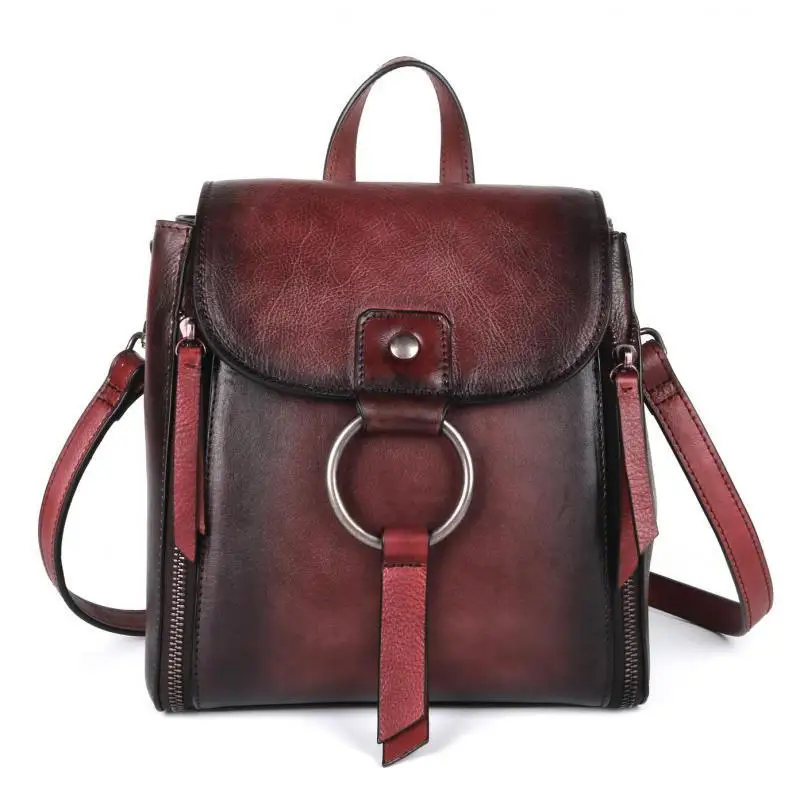 

High Quality Genuine Leather Shoulder Bag Women Backpack 2021 New Handmade Vintage Cowhide Travel Small Backpack