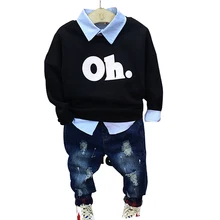 Весенне-осенняя одежда для мальчиков Детский свитер или рубашка или рваные джинсы детская одежда топ с буквенным принтом для малышей от 2 до 7 лет Весенне-осенняя одежда для мальчиков Детский свитер или рубашка или рваные джинсы детская одежда топ с буквенным принтом для малышей от 2 до 7 лет