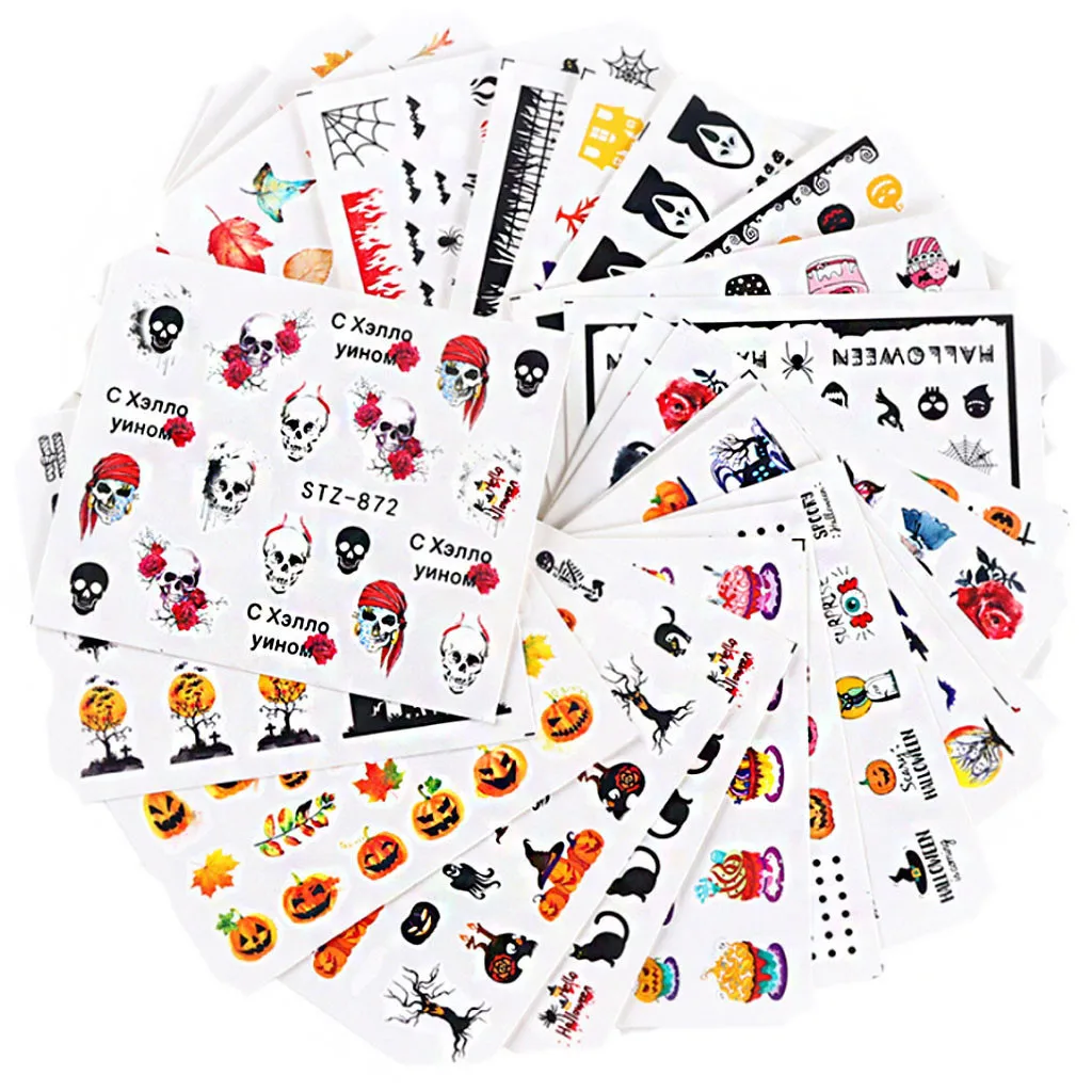 2019 Хэллоуин наклейка на ногти водная самоклеющаяся тату для нейл-арта Ins Милая
