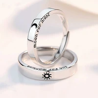 2 pcs letters sun moon lover couple rings simple opening ring for couple wedding engagement promise valentines day jewelry