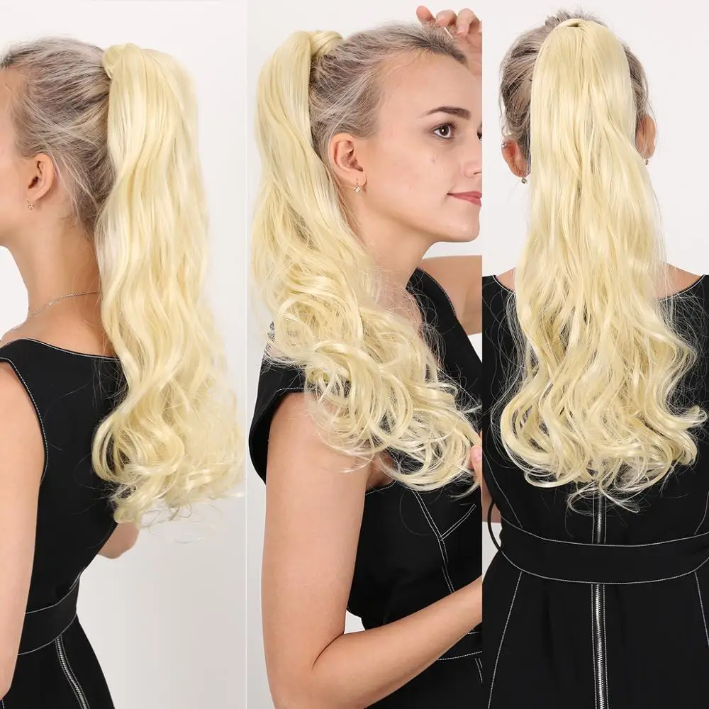 MANWEI 24 дюйма длинные прямые волосы зажим для волос хвост накладные парик с