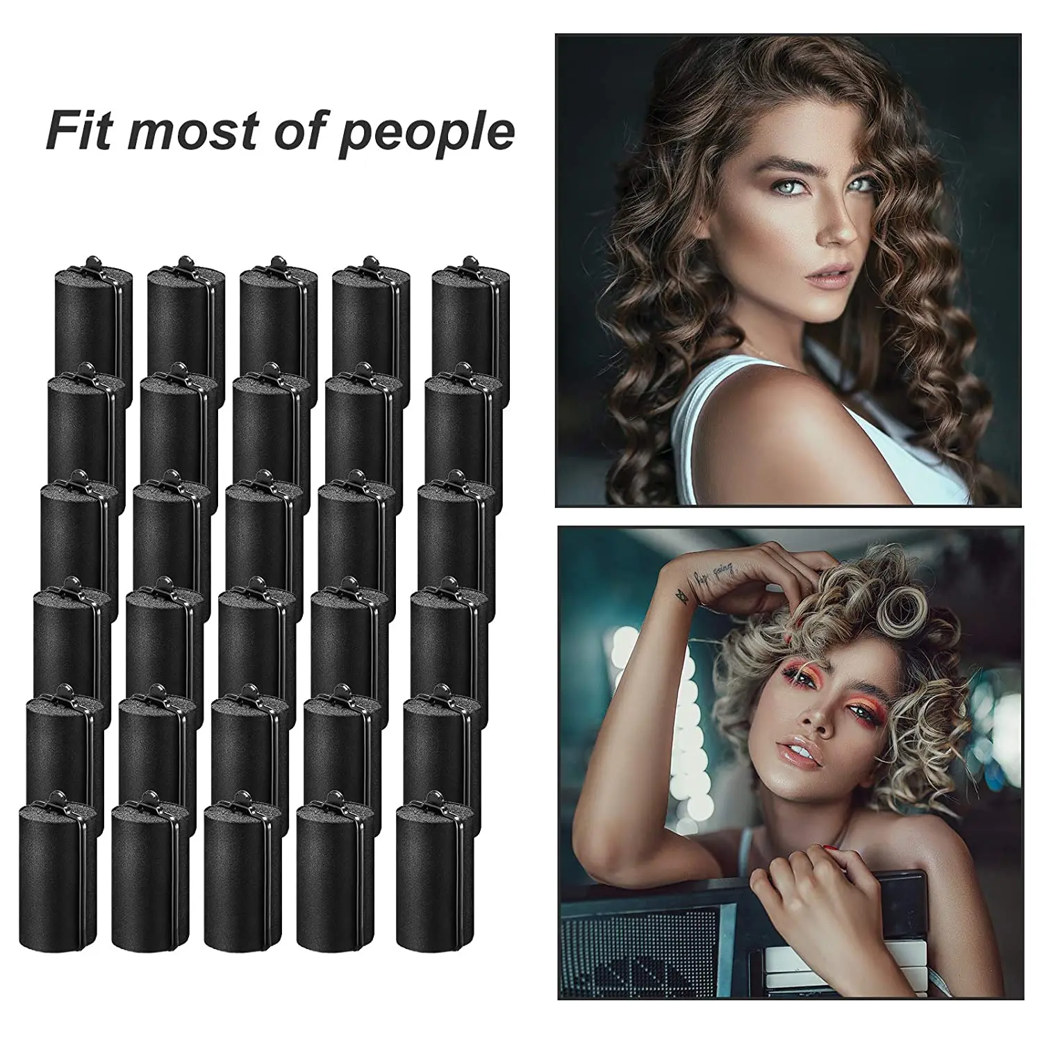 

60 Pcs Satin Foam Sponge Hair Rollers Soft Foam Hair Styling Curlers Flexible Hairdressing Curlers Black Perm Rods Wave Curlers