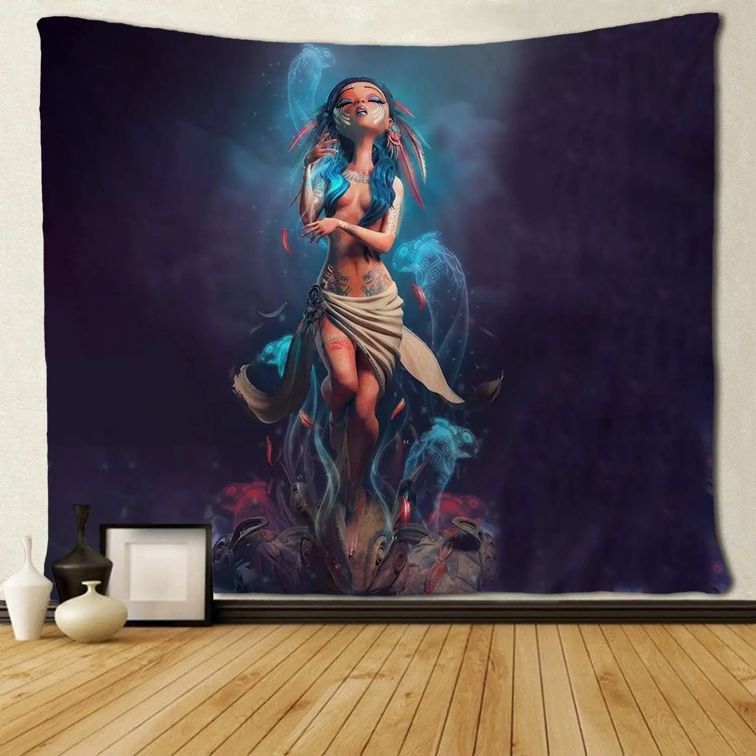 Афро девушка афиканская американская Поющая гобелены хиппи искусство на