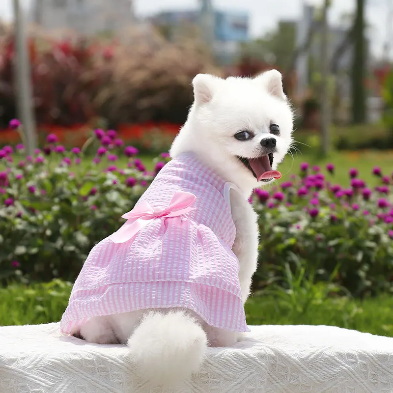 

Dog Dress Clothes for Small Dogs Sweety Princess Dresses Bowknot Plaid Dress Spring Summer Small Dog Tutu Skirt Dropshipping