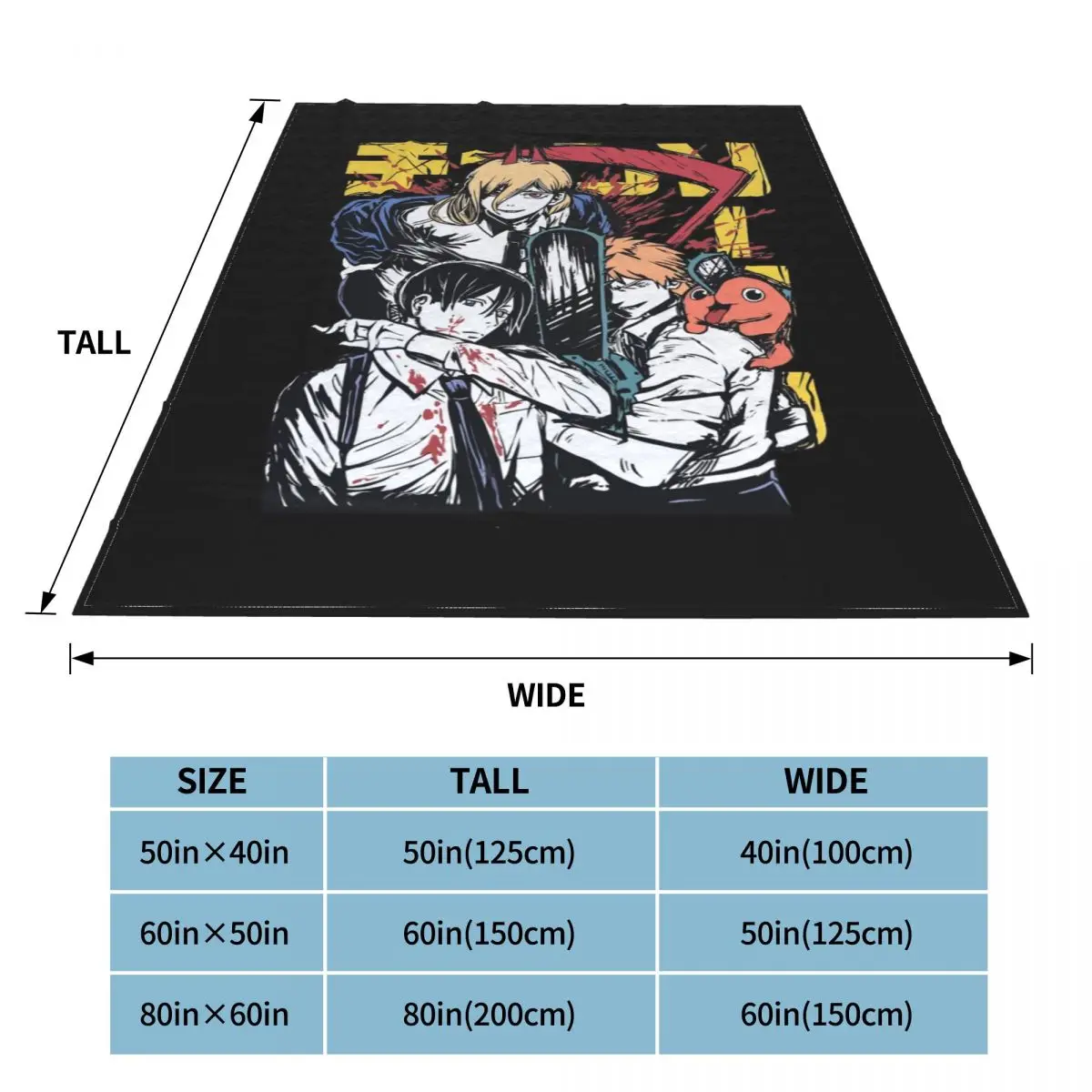 Одеяло мужское Фланелевое с принтом из аниме бензопила | Дом и сад