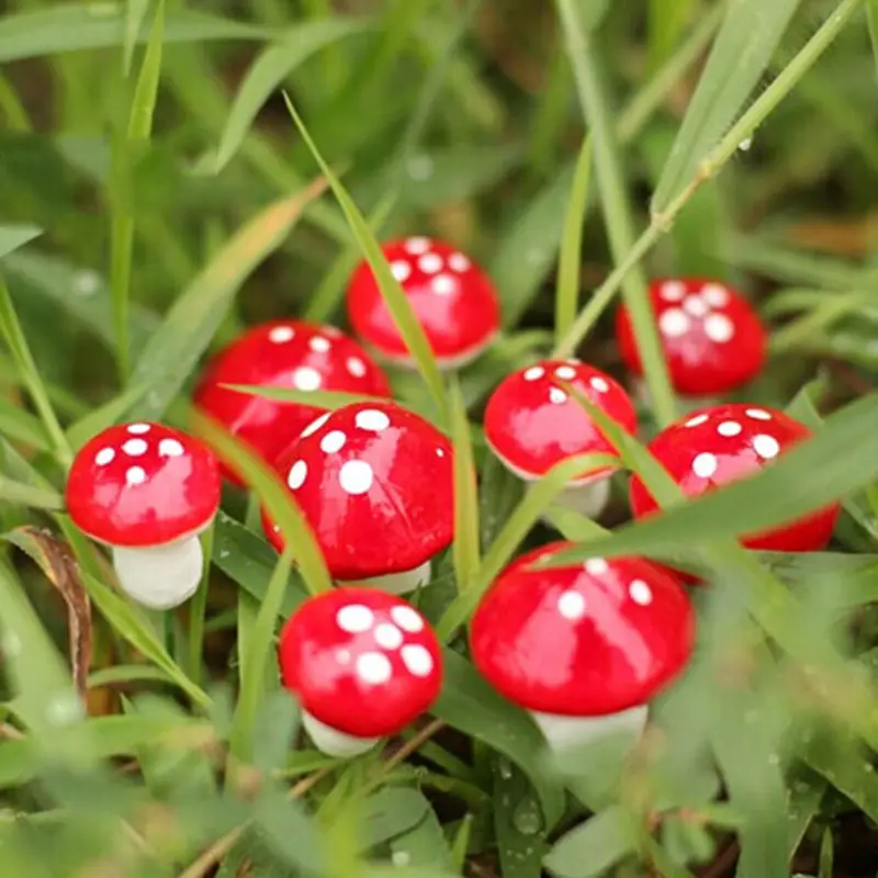 

10 Pcs Artificial Mushroom Miniatures Fairy Garden Moss Terrarium Resin Crafts Decorations Stakes Garden Decoration Accessories