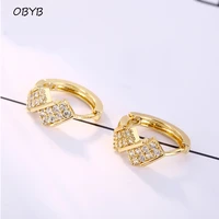 korean fashion plating white gold round ear buckle shiny crystal zircon earrings for women punk ear accessories jewelry earrings