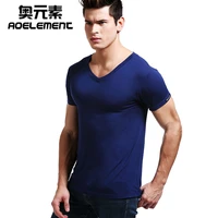 summer modal short sleeve t shirt skinny v neck mens vest lightweight sports breathable bottoming shirt solid color