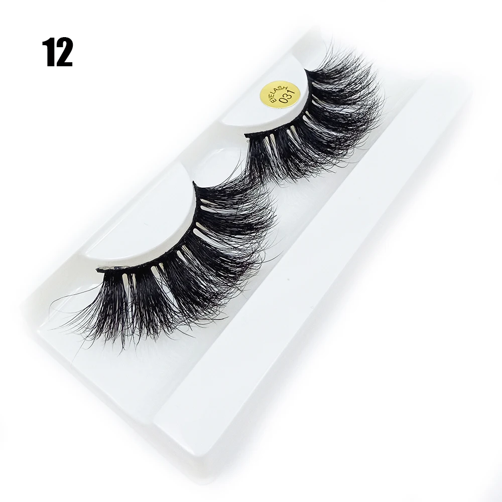 12 Новая мода 1 пара 25 мм Lashes100% 3D норковые накладные ресницы толстые длинные ресницы пушистые Накладные ресницы ручной работы - Цвет: 12