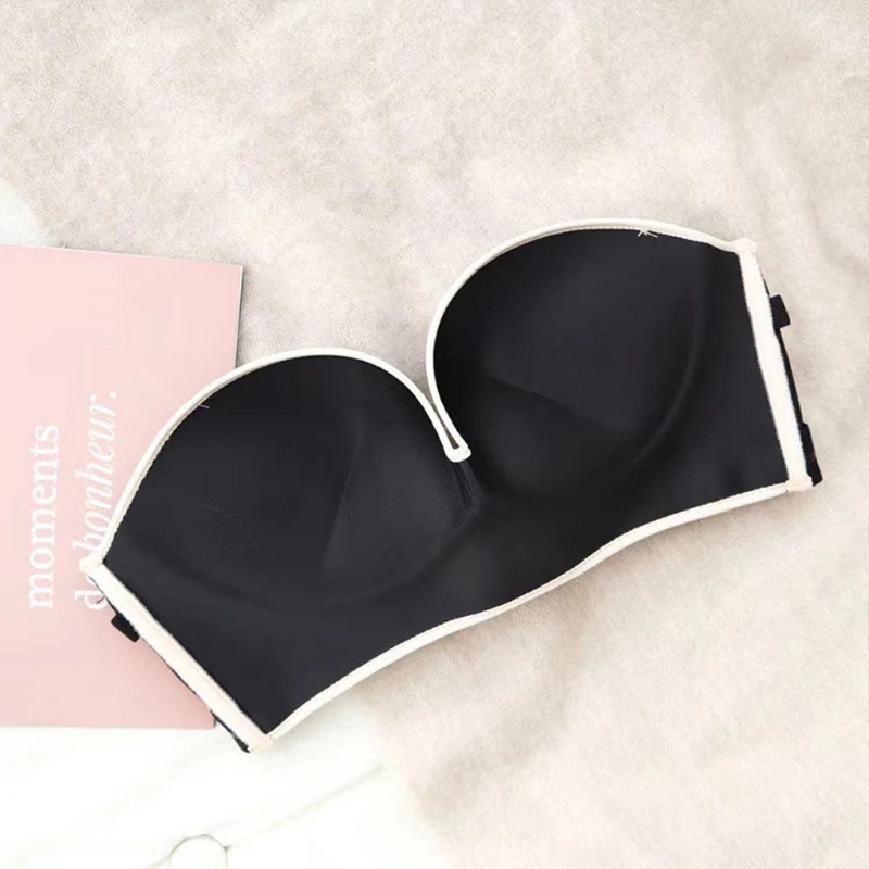 

Женские без бретелек застежка спереди, сексуальный бюстгальтер с пуш-ап, нижнее белье бесшовный Невидимый Нескользящая Лифт бюстгальтер бе...