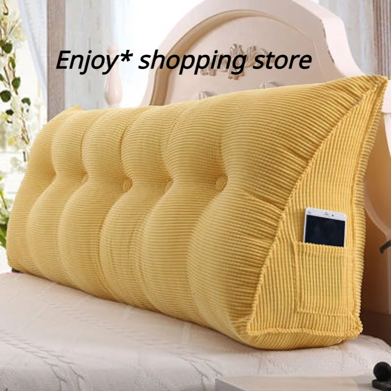 

Corduroy Solid Color Comfortable Soft Removable Pillow Korean Bed Pillow Double Backrest Bedroom Tatami Long Cushion