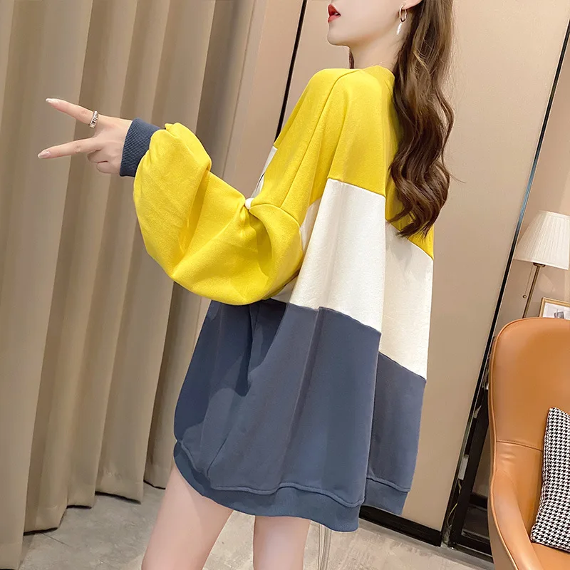 

2xl Plus Size Embroidery Letter Sweatshirt Women Loose Korean Autumn Thin Top Woman Color Loose Sweatshirt Woman