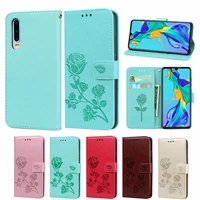 p30 fashion rose flower leather flip case for huawei honor p30 funds mobile phone cover for huawei honor p 30 capa