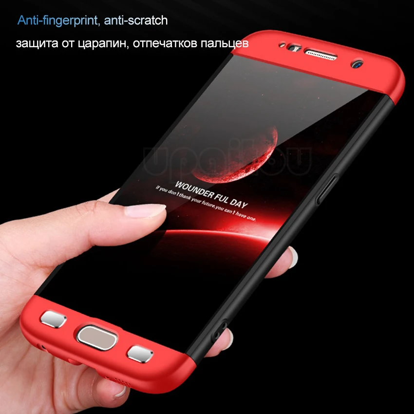 360 градусов полный чехол для Samsung Galaxy S7 S8 S9 S10 e Plus Note 9 8 A20 A20e A30 A40 A50 A70 3в1 PC Жесткий