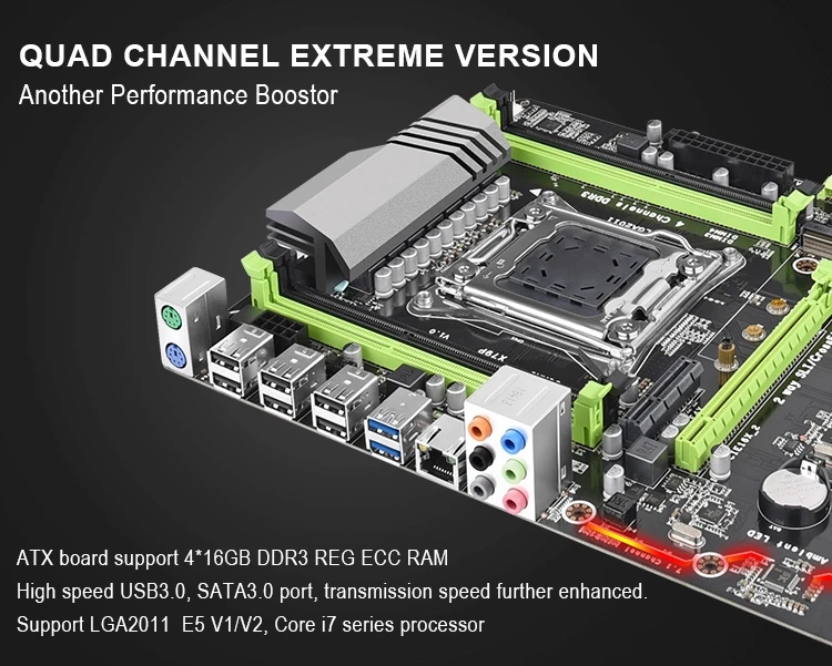 Kllisre X79 материнская плата LGA2011 ATX USB3.0 SATA3 PCI-E NVME M.2 SSD поддержка памяти REG ECC и процессор Xeon E5