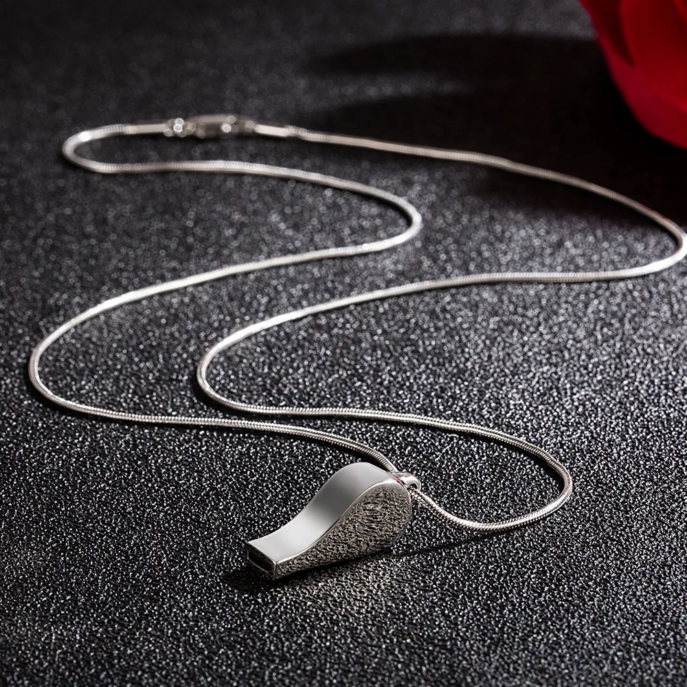 

Fashion Jewelry Women's 100% 925 Silver Necklace Creative Whistle Pendant Snake Chain Make Sound Student Chokers Necklaces