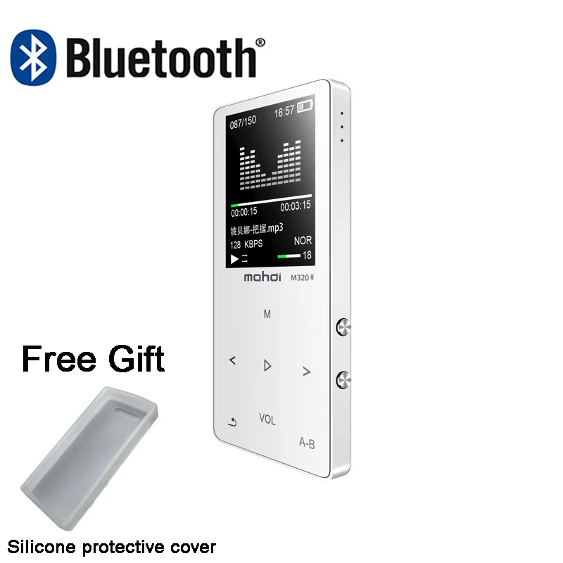 Металлический bluetooth mp3 плеер 8 Гб Встроенный динамик fm-радио электронная книга диктофон портативный аудио Спорт flac музыка видео плеер - Цвет: Белый