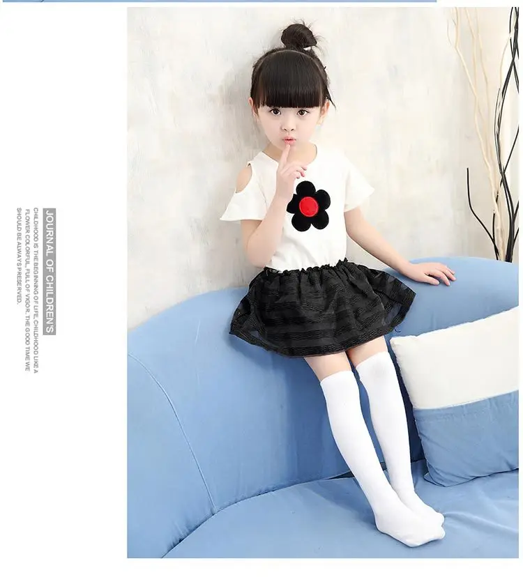 Акции для девочек полосатые хлопковые чулки черные белые детские запас