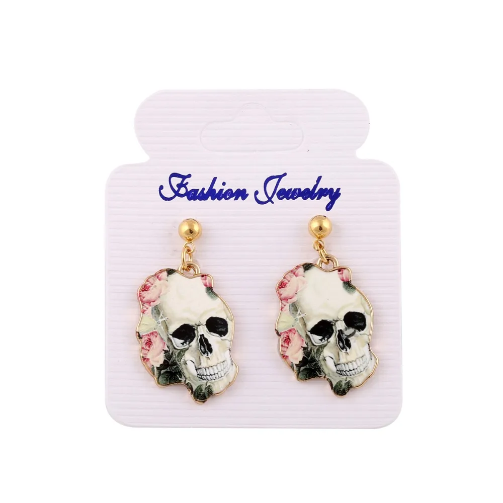 1Pair Calavera Sugary-Sweet Whimsical Skull Earrings Celebrate Mexican Halloween Day Sugar Women Head | Украшения и аксессуары