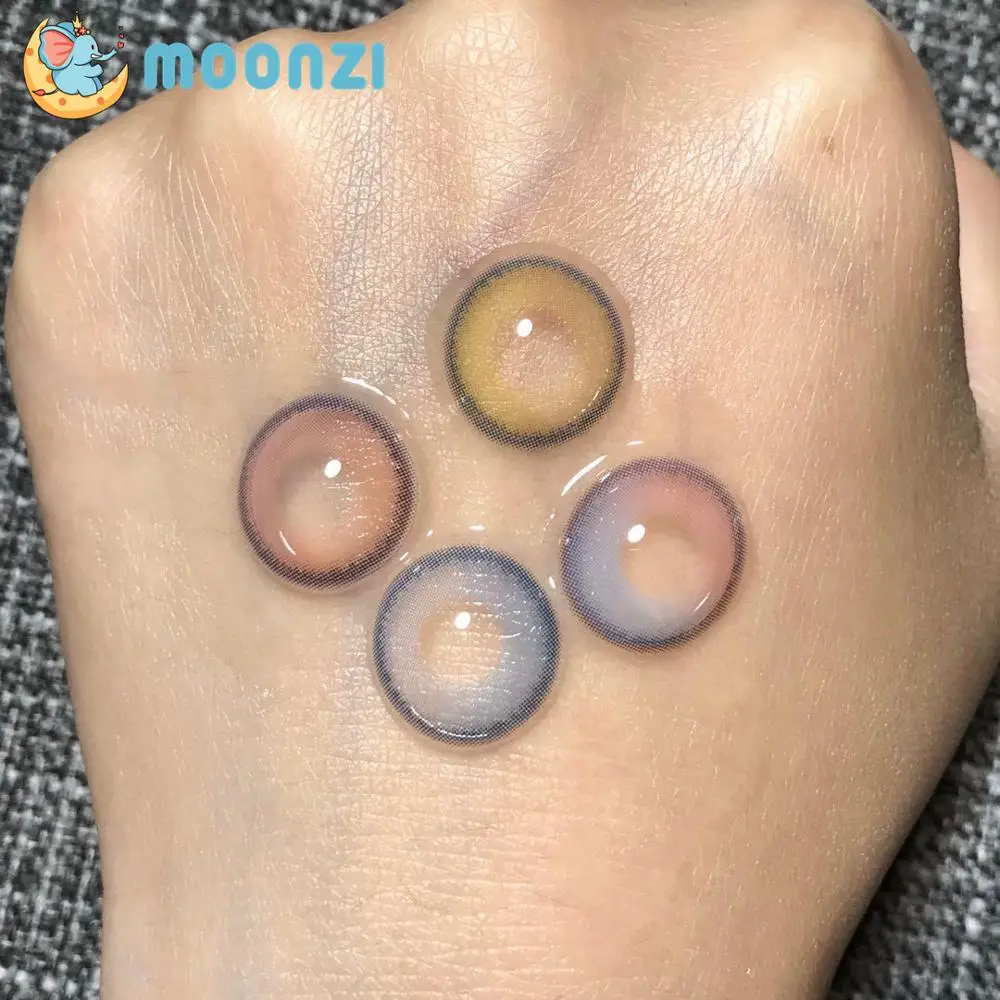 

MOONZI Multicolor contact lens blue pink big Beautiful Pupil Colored Contact Lenses for eyes yearly degree Myopia prescription