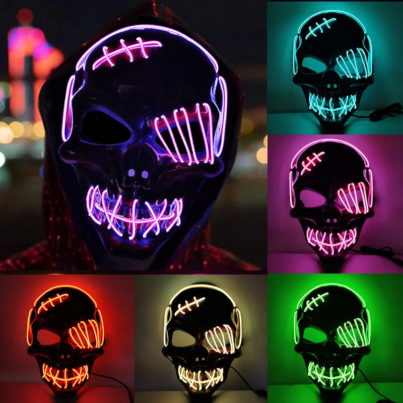 

Scar One-Eyed Pirate Mask LED Glowing Scary Mask Halloween Decoration Horror Multicolor Glow Skull Props Cosplay Costume Unisex