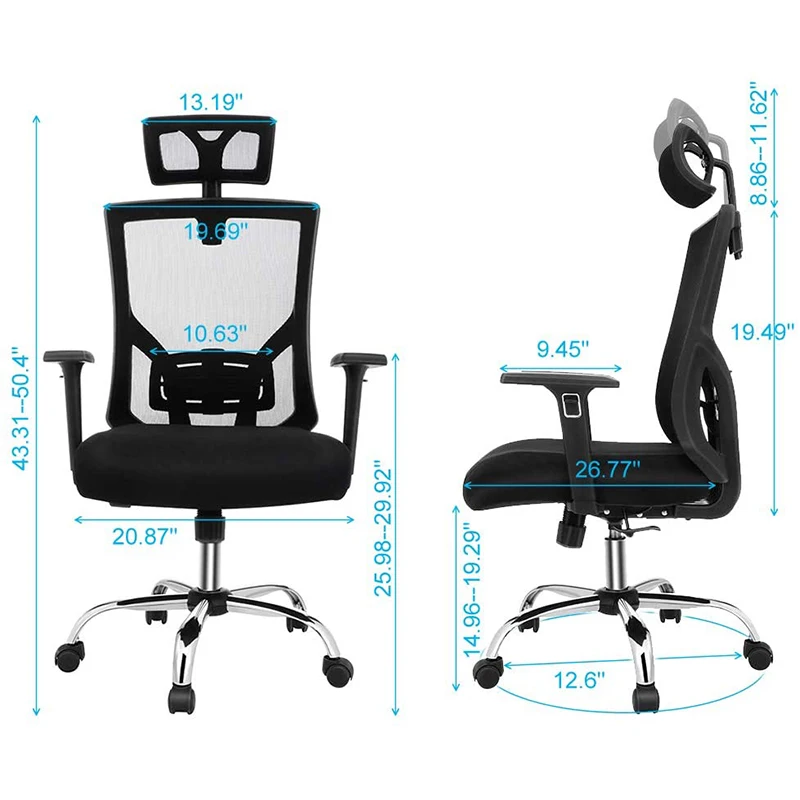 

High Back Mesh Chair Ergonomic Office Chair Executive Swivel Computer Chair Desk Chair with Lumbar Support Adjustable 330lbs