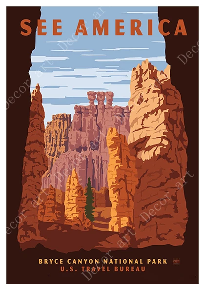 Поп арт Брайс каньон национальный парк Юта путешествия холст картины старинные