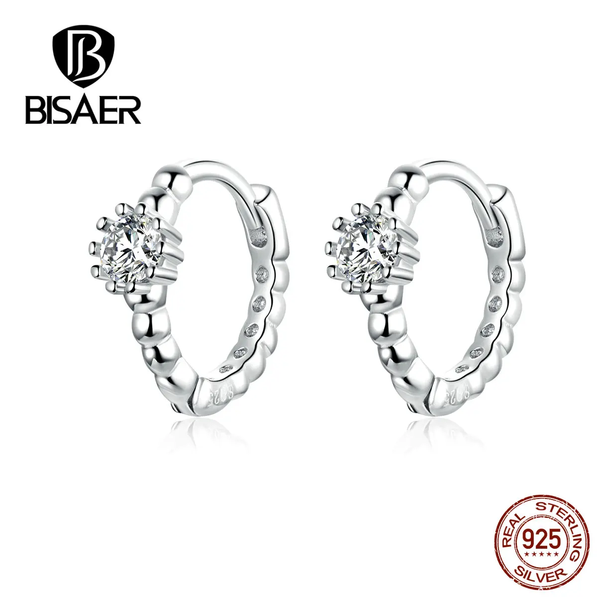 Женские круглые серьги гвоздики из серебра 925 пробы с фианитами|Серьги-гвоздики| |