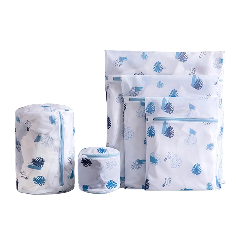 

5pcs/set Underwear Socks Reusable Storage Organizer Home Travel Zipper Closure For Washing Machine Mesh Laundry Bag Cute Print