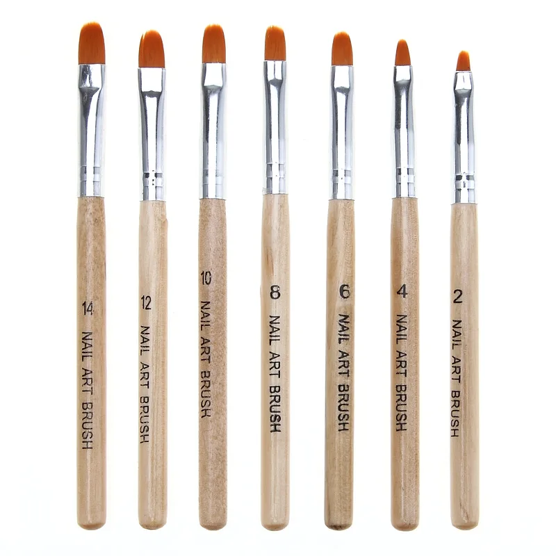 (Деревянный цвет) 7 шт. Профессиональный Маникюр УФ гель Кисть ручка прозрачный акриловый дизайн ногтей