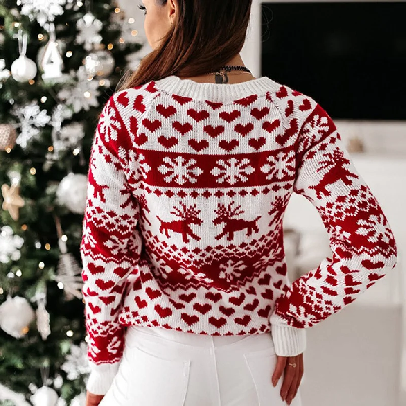 

Christmas Sweater Christmas Deer Sexy Warm Sweater 2020 Winter Women's Knitted Long-Sleeved Slim Dress Plus Size top
