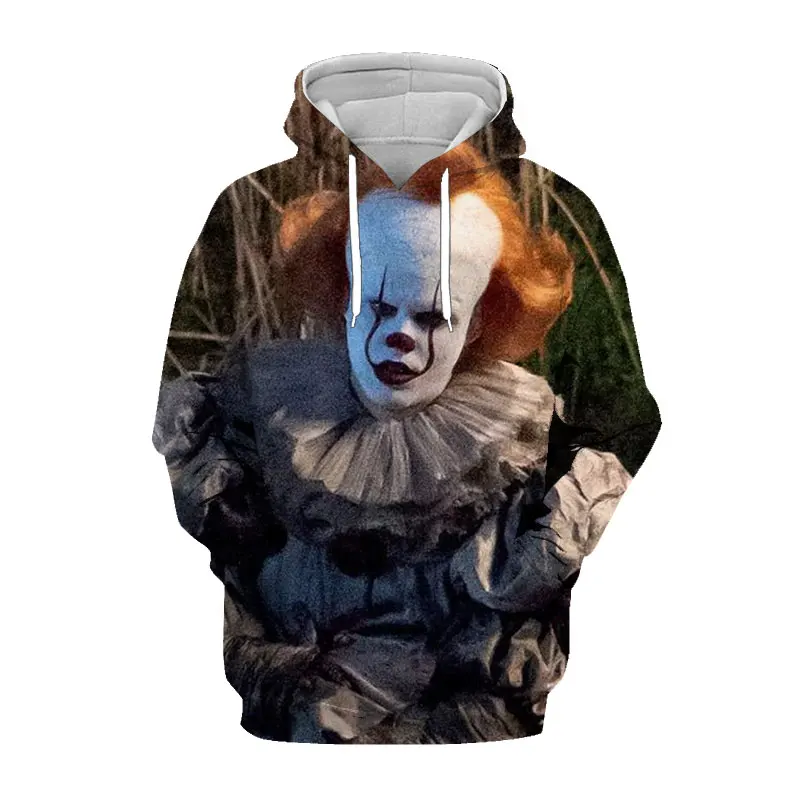 

SONSPEE It Chapter Two Hoodie Men Women Pennywise Clown Hooded 3D Print Movie Unisex Harajuku Tops Men's Hoody O Neck Pullover