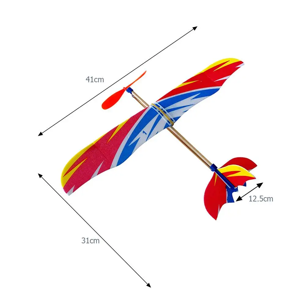 

Little Thunderbird Rubber Band Powered Airplane DIY Assembled Airplane Outdoor Aviation Model Educational Toy Color Random