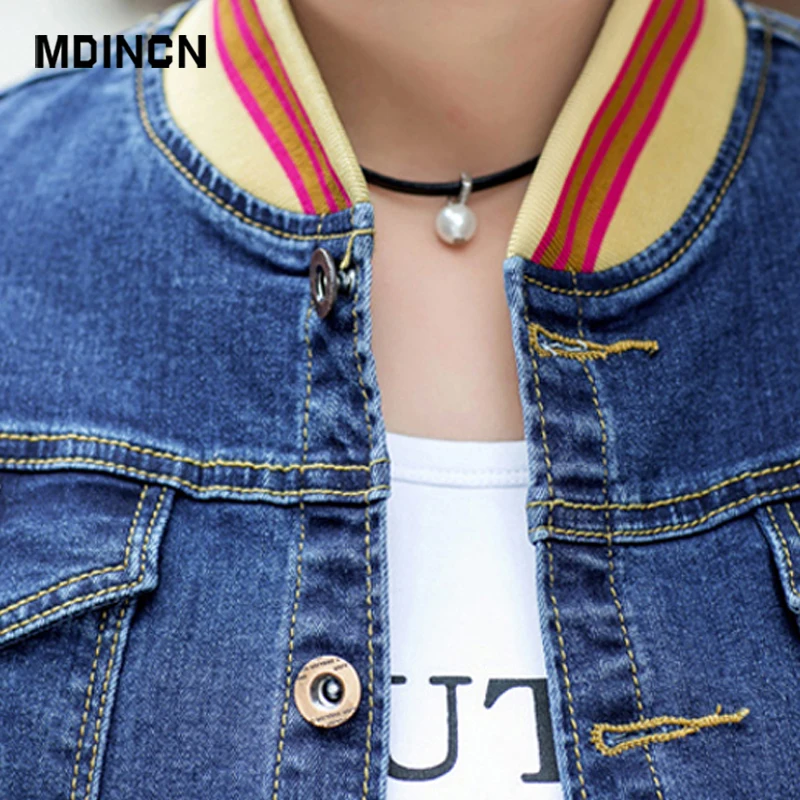 

MDINCN Slim Women Basic Coat Denim Jacket Women Autumn And Winter Denim Jacket For Women Jeans Jacket Women Denim Coat