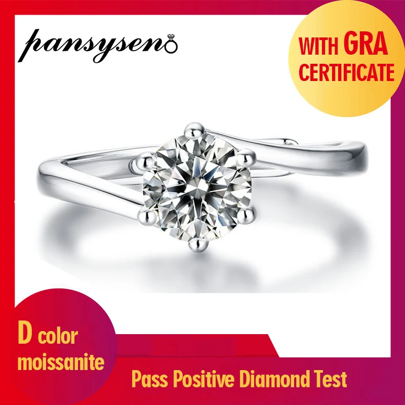 

PANSYSEN New Classic 1CT 2CT 3CT Real Moissanite Wedding Engagement Ring Solid 925 Sterling Silver Bridal Fine Jewelry Wholeslae