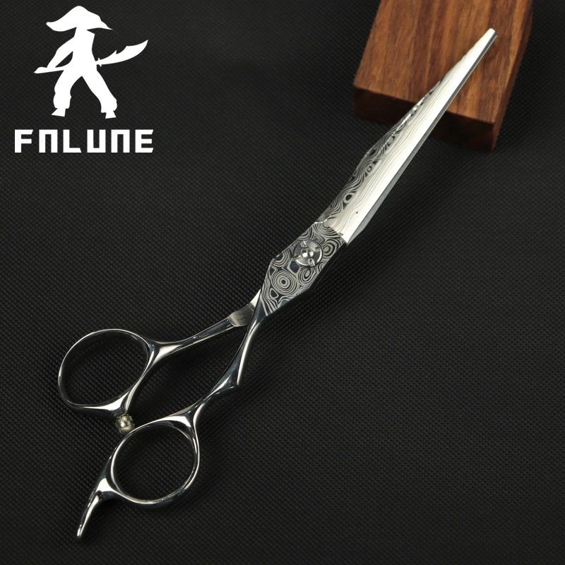FnLune 6.0 Tungsten Steel Damascus Pattern Professional Hair Salon Hairdressing Scissors Cut Barber Accessories Haircut Shear
