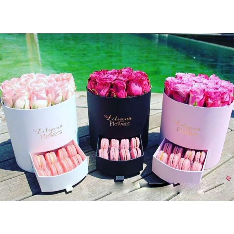 Коробка для цветов с выдвижными ящиками цилиндрическая Подарочная коробка