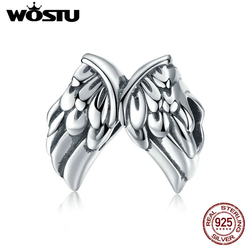 WOSTU, лидер продаж, 925 пробы, серебряные крылья стража, бусины, подходят для браслета, браслета и ожерелья, Подвеска для женщин, ювелирные изделия CQC1091
