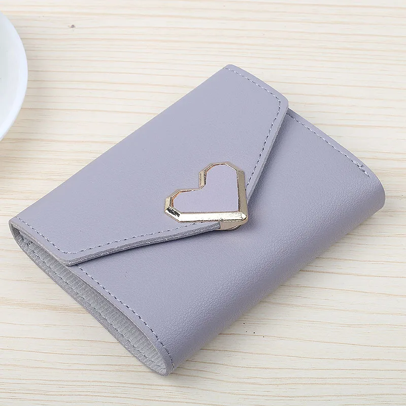 

Factory direct wholesale Purse 2019 new retro PU leather wallet metal heart-shaped short wallet ladies student wallet